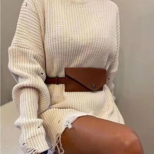 Cream Knit Sweater Dress